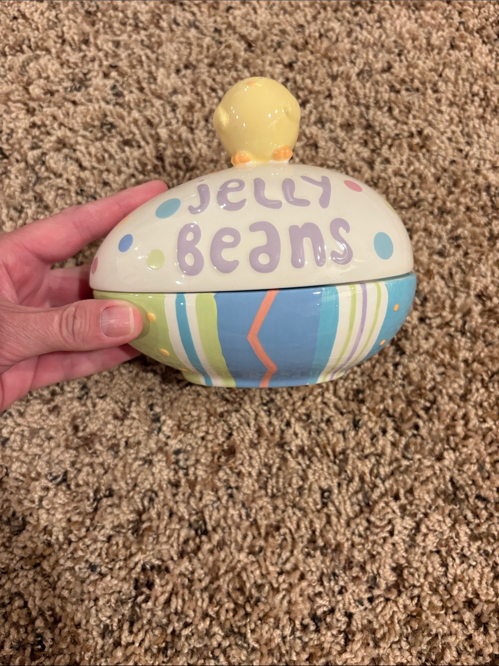 Ceramic 'Jelly Beans' Treat Jar - Pastel Yellow, Blue, Green